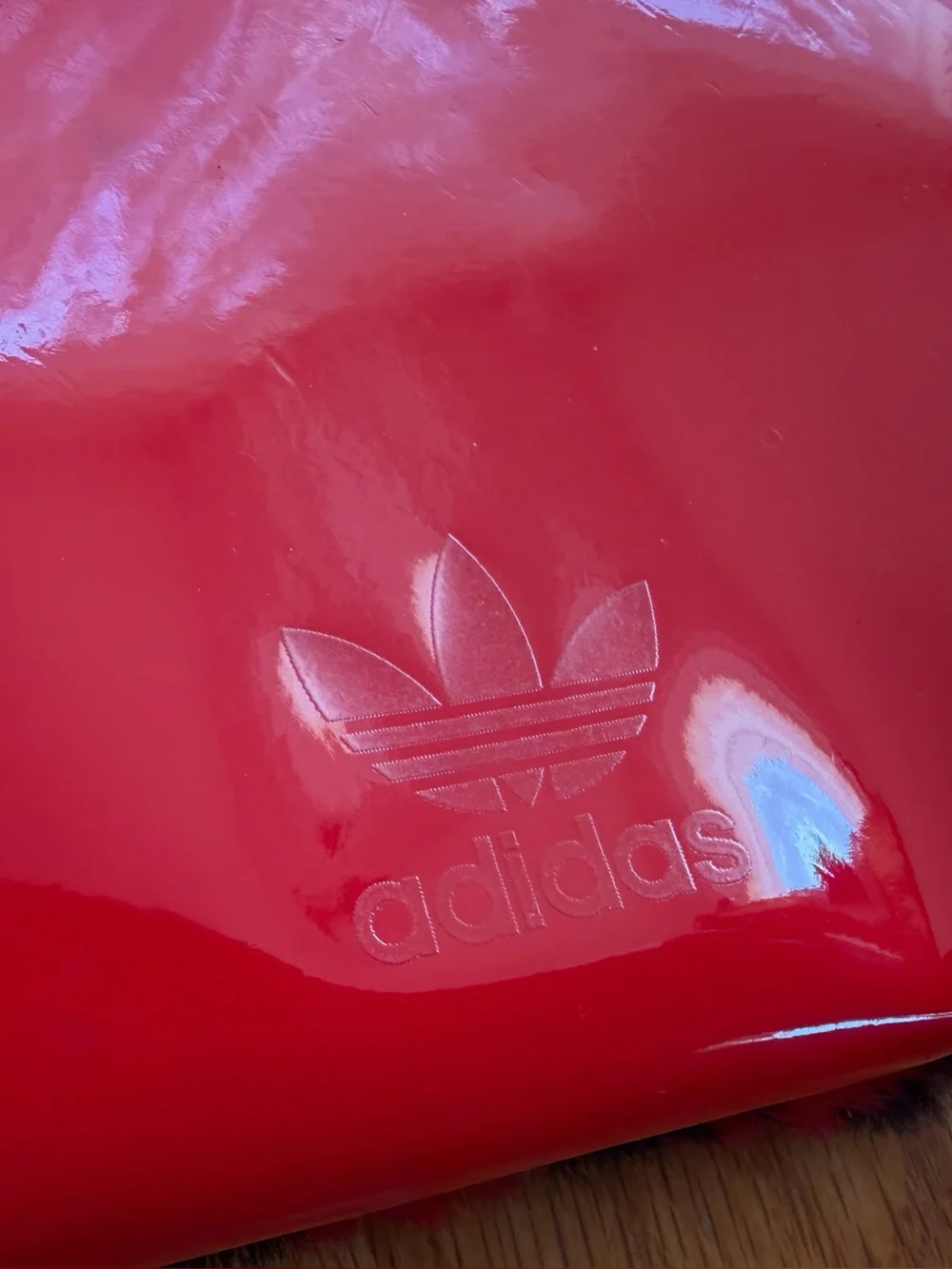 Adidas IVY PARK Red and Black Faux Fur Crossbody Pouch